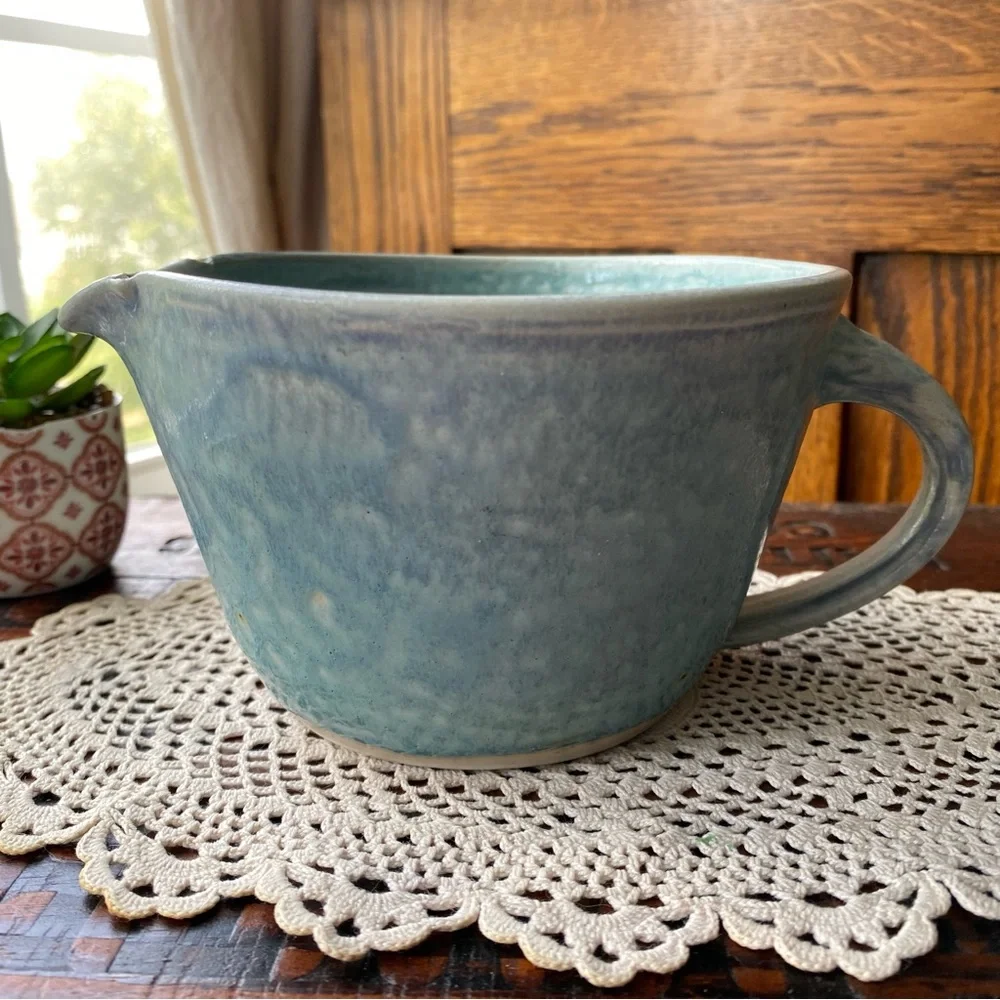 Studio Pottery Bowl with Handle & Pour Spout EUC